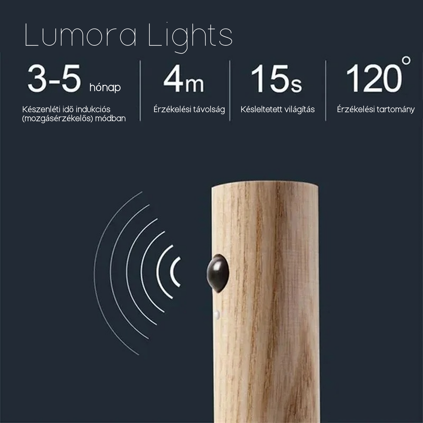 Lumora Lights™ – Mozgásérzékelős, USB tölthető LED lámpa fa hatású dizájnnal